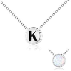 LUHE Initial Necklace Sterling Silver Circle Engraved Name 26 Letter Alphabet Pendant Necklace Jewelry Gifts for Women Teens Girls