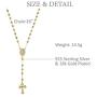 18K Yellow Gold Plated Sterling Silver Diamond Cut Beads TRICLR 26'' Rosary Cross Necklace