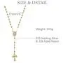 18K Yellow Gold Plated Sterling Silver Diamond Cut Beads TRICLR 26'' Rosary Cross Necklace