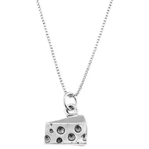 LGU Sterling Silver One Sided Flat Piece of Cheese Necklace LGU Sterling Silver One Sided Flat Piece of Cheese Necklace