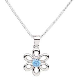 Girls Sterling Silver Daisy Simulated Birthstone Necklace for Children