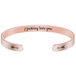 Joycuff Inspirational Bracelets for Women Motivational Jewelry 18K Rose Gold Monogrammed Mantra Cuff Bangle Hidden Message Stainless Steel Christmas Birthday Friendship Gifts for Her