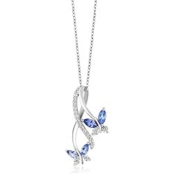 Gem Stone King Blue Tanzanite 925 Sterling Silver Butterfly Infinity Pendant Necklace 1.21 Ct Marquise Cut Gemstone Birthstone with 18 Inch Silver Chain