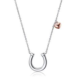 POPLYKE Sterling Silver Horseshoe Necklace Horse Jewelery Gifts for Women