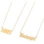 VLINRAS Year Necklace Personalized Old English Babygirl Birth Year Necklace and Ring Gold Women Gilrs Birthday Jewelry Gift Set