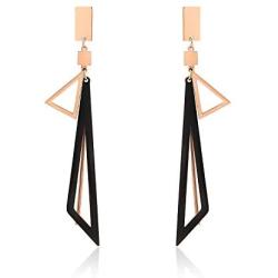 uPrimor Titanium Steel Medium Long Drop Dangle Earrings