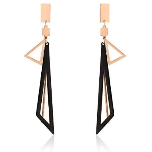 uPrimor Titanium Steel Medium Long Drop Dangle Earrings