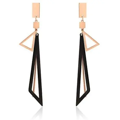 uPrimor Titanium Steel Medium Long Drop Dangle Earrings