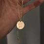 LUIWIN Inspirational Disc Necklace 14K Gold Plated Simple Engraved Hand Stamped Round Pendant Necklace Jewelry Gift for Women Girls 15 mm Disc,18'' + 2'' ext …