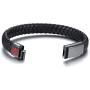 VNOX Custom Engraving Medical Alert Emergency Jewelry-Black Braided Leather Medical Symbol Caduceus with Magnetic Clasp Cuff Wristband Bracelet,8.2''