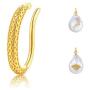 P&N Jewelry Ear Cuffs Earrings Clips on Earrings for Women, Detachable Pendant Earrings Sterling Silver 18K Gold Plated for Daily Party Travly