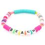 4 Pcs Bohemian Sufer Letter Evil Eye Heishi Bead Stretch Bracelets Colorful Vinyl Disc Beaded Bangle Lovely Starkable Alphabet Beach Love Jewelry