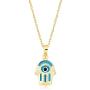 GELIN Hamsa Hand of Fatima Pendant Necklace in 14k Solid Gold, Evil Eye Jewelry for Women