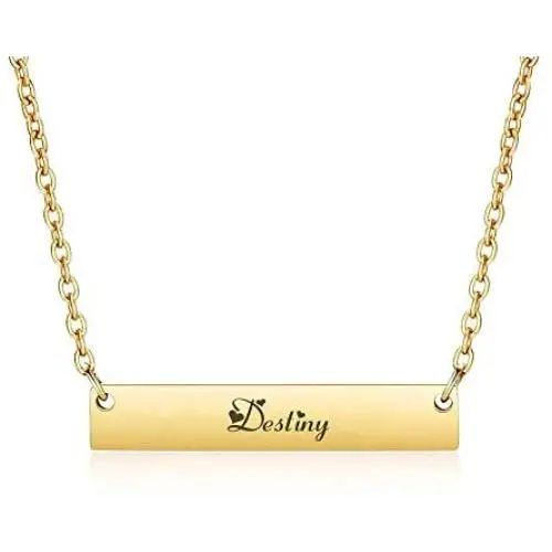 PANGRUI Engraved Bar Necklace, 18k Gold Plated Stainless Steel Customized Nameplate Necklace Personalized Choker Jewelry Gift for Women Girls Wedding Appointment PANGRUI Engraved Bar Necklace, 18k Gold Plated Stainless Steel Customized Nameplate Necklace Personalized Choker Jewelry Gift for Women Girls Wedding Appointment