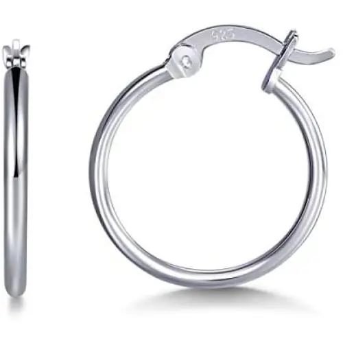Silver Hoop Earrings for Women Men Girls- Cartilage Earring Small Hoop Earrings Hypoallergenic 925 Sterling Silver Tragus Earrings(12mm, 14mm, 15mm, 16mm, 20mm)