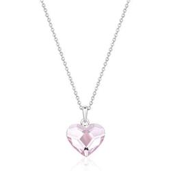 Women Heart Necklace, Double Sided Heart Pendant Necklaces for Girls Swarovski Crystal Necklace Gifts for Her Birthday Valentine Day Fashion Jewelry for Mom Daughter Teen Girls Girlfriend, White Gold