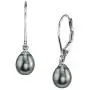 THE PEARL SOURCE Gold AAA Quality Drop Genuine Black Tahitian South Sea Cultured Pearl Leverback Earrings for Women