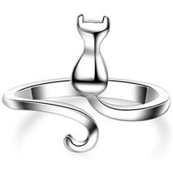 kelistom Vintage Silver Animal Open Ring, Adjustable Frog, Snake, Dragon, Cat Finger Ring for Women Men Teen Girls Boys Fashion Party Jewelry