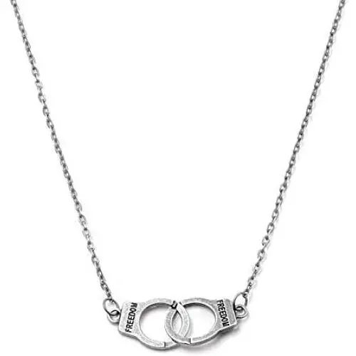 Furious Jewelry Alloy Personality Retro Handcuffs Freedom Pendant Necklace, Rolo Chain 22+2 Furious Jewelry Alloy Personality Retro Handcuffs Freedom Pendant Necklace, Rolo Chain 22+2