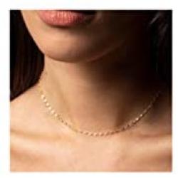 itianxi Dainty Beaded Choker Necklaces,14K Gold/Silver Plated Cute Tiny Delicate Coin/Satellite Chain Choker Necklaces for Women