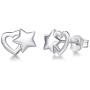 FANCIME 925 Sterling Silver Star Heart Small Stud Earrings/Pendant Necklace Cute Tiny Charm Earrings High Polished Dainty Fine Jewelry Set Gifts for Mom Women Teen Girls