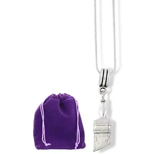 Paint Brush Necklace | House Painting Charm Snake Chain Necklace Paint Brush Necklace | House Painting Charm Snake Chain Necklace