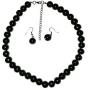 Large Faux Pearl Necklace and earring set (Black) By Millennium Design