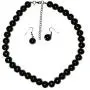 Large Faux Pearl Necklace and earring set (Black) By Millennium Design