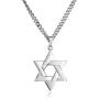 Mens Sterling Silver Star of David Pendant with Stainless Steel Chain, 24''