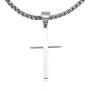 Double Rainbow Jewelry 16''-36'' Mens Stainless Steel Unisex Silver Plain Cross Pendant 3.5MM Rolo Pearl Box Chain Necklace Link