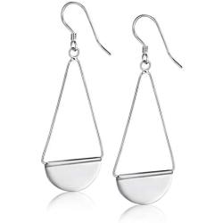 Sllaiss 925 Sterling Silver Paddle Dangle Earrings Geometric Triangle Statement Drop Earrings for Women Girls Lightweight