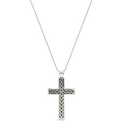 LeCalla Sterling Silver Jewelry Light-Weight Cross Religious Pendant with Cable Chain for Men