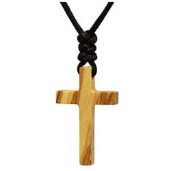 Natural Olive Wood Cross Pendant Necklace for Men Women Children Kids Boy Girl Wooden Gift Car Rearview Mirror Pendant