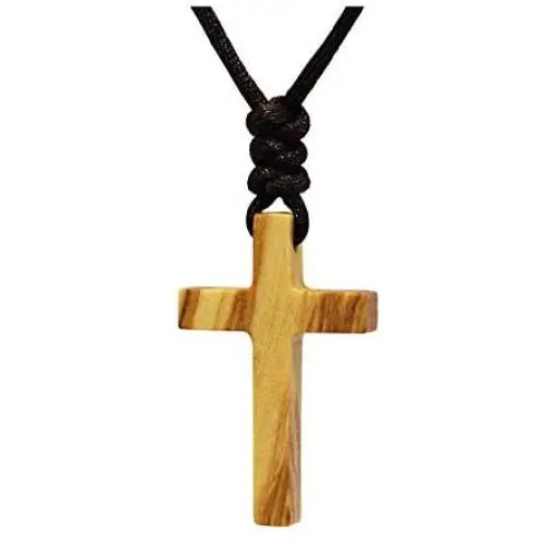 Natural Olive Wood Cross Pendant Necklace for Men Women Children Kids Boy Girl Wooden Gift Car Rearview Mirror Pendant