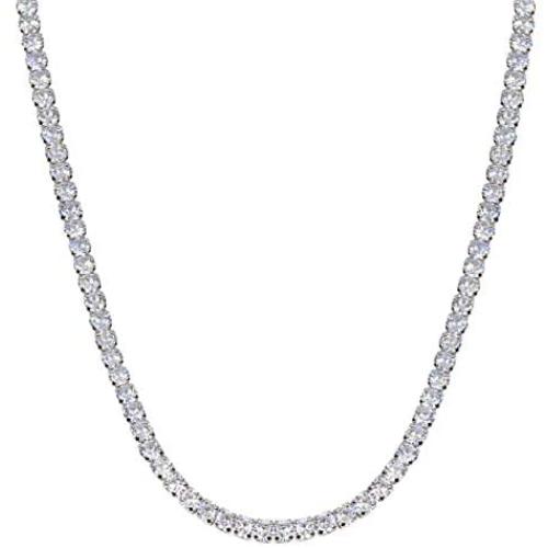 Savlano 18K Gold Plated Cubic Zirconia Round 4MM Classic Tennis 18 Inches Chain Necklace For Women, Girls & Men Comes With Savlano Gift Box