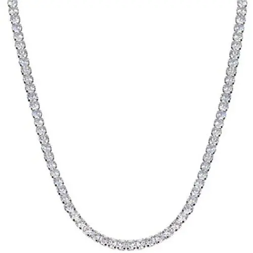 Savlano 18K Gold Plated Cubic Zirconia Round 4MM Classic Tennis 18 Inches Chain Necklace For Women, Girls & Men Comes With Savlano Gift Box