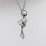 UFO Alien Holding Crystal Ball Silver Finish Pendant Necklace
