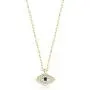 Lykia 14K Gold Plated 925 Sterling Silver Necklace Evil Eye Hamsa Cross Protection Zirconia Pendant Chain Jewelry Choker for Women Comes with Beautiful Gift Box