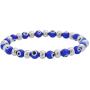 Edforce Stainless Steel Women Enamel Evil Eye Protection Beaded Link Chain Elastic Bracelet