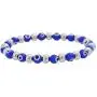 Edforce Stainless Steel Women Enamel Evil Eye Protection Beaded Link Chain Elastic Bracelet