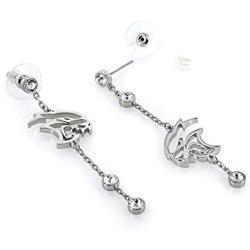 Baron Jewelry Dodge Challenger SRT Hellcat Rhodium Plated Brass Earrings. Decorated with Swarovski Crystals. 2” Long Durable Chain with 3 Silver Clean Crystals.