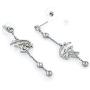 Baron Jewelry Dodge Challenger SRT Hellcat Rhodium Plated Brass Earrings. Decorated with Swarovski Crystals. 2” Long Durable Chain with 3 Silver Clean Crystals.