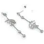Baron Jewelry Dodge Challenger SRT Hellcat Rhodium Plated Brass Earrings. Decorated with Swarovski Crystals. 2” Long Durable Chain with 3 Silver Clean Crystals.