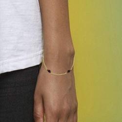 In Season Jewelry 18k Gold Plated Evil Eye Protection Simulated Azabache Bracelet for Teens Ladies