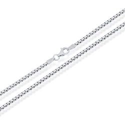 NYC Sterling Unisex Solid Italian 2mm Round Box Chain in Sterling Silver