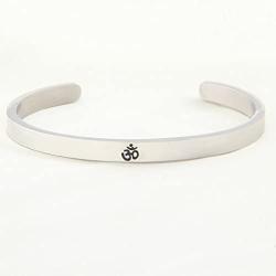 WUSUANED Yoga Jewelry Stainless Steel Aum Ohm Om Cuff Bracelet Meditation Gift