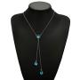 Harosy Crystal Y Pendant Necklace Silver Long Lariat Necklaces Rhinestone Drop Necklace Chain Jewelry for Women and Girls