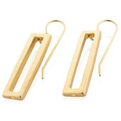 NIEVOS JEWELRY Gold-plated-brass Earring 24k Classic Rectangle Earring. Chunky Design Gift Jewelry Love Handmade Designer Made By Women For Her