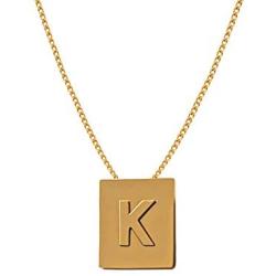 Nkoluky Women Initial Necklace Engraved Tag 18k Gold Plated Personalized Letter Pendant Jewelry