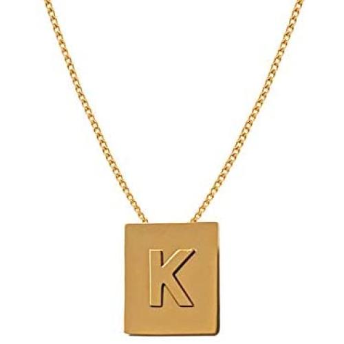 Nkoluky Women Initial Necklace Engraved Tag 18k Gold Plated Personalized Letter Pendant Jewelry
